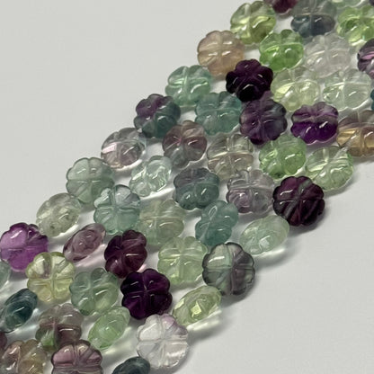 Leaf Crovel Rainbow Fluorite Gemstone Beads