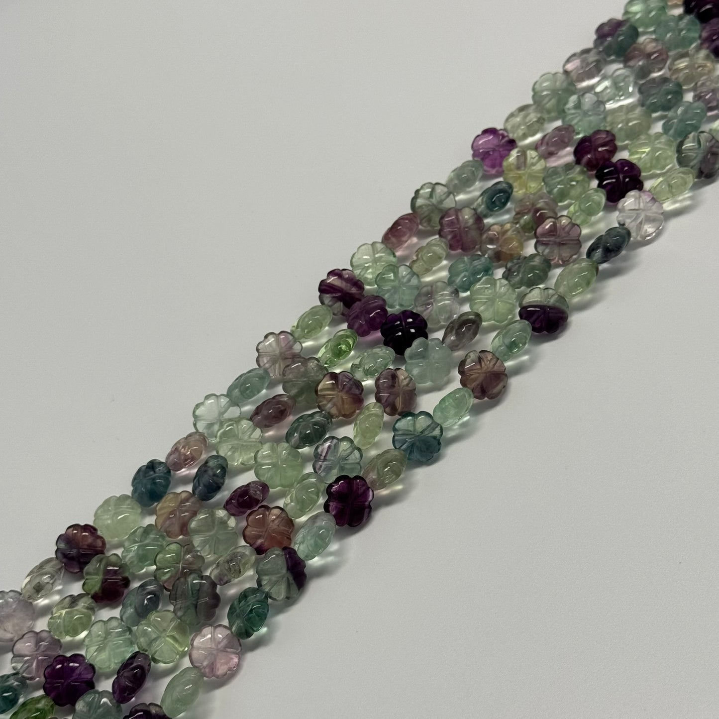 Leaf Crovel Rainbow Fluorite Gemsotne Beads