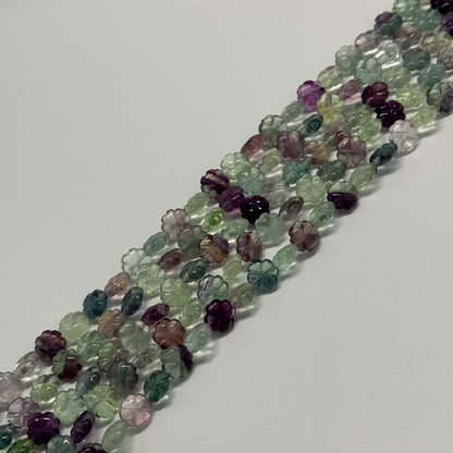 Leaf Crovel Rainbow Fluorite Gemstone Beads