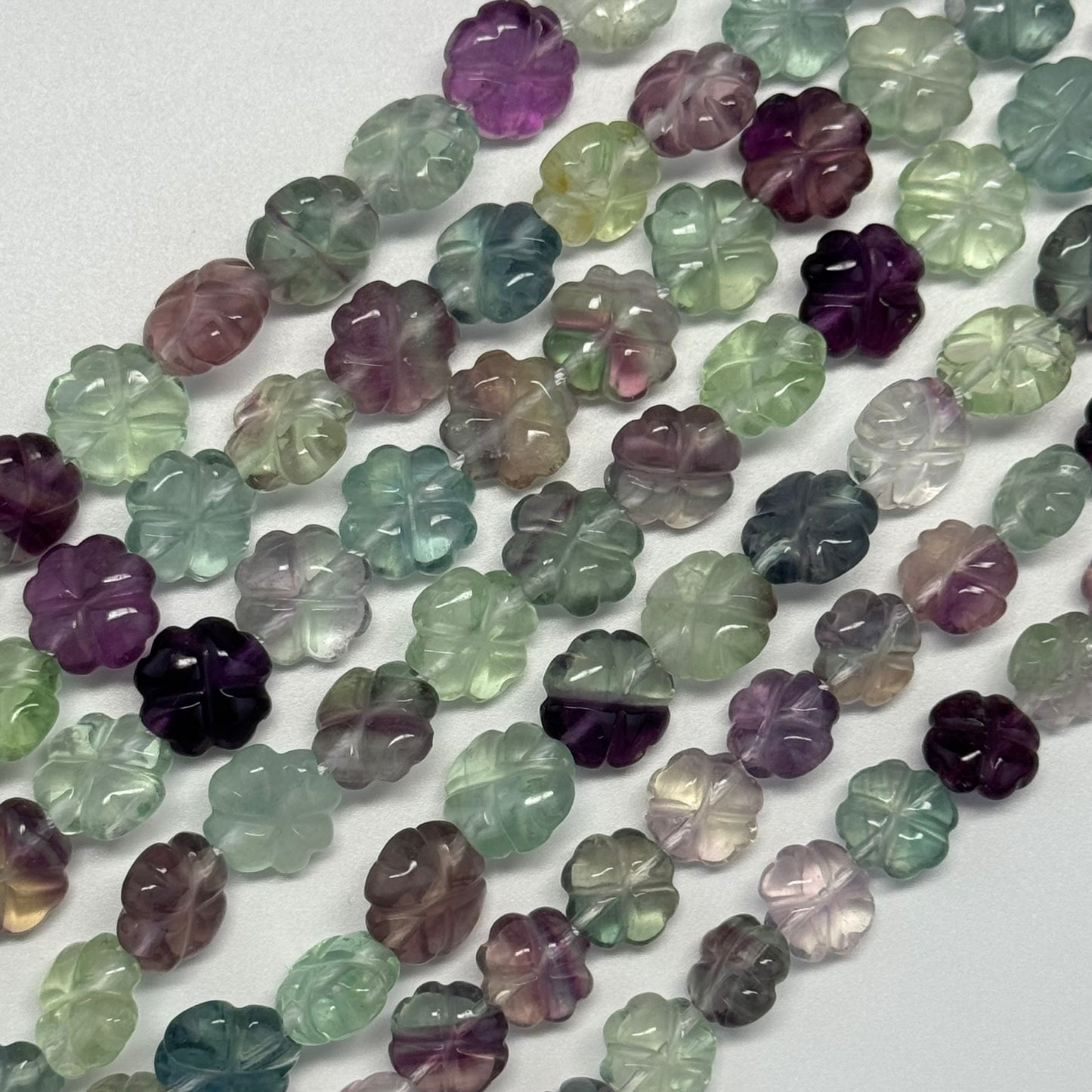 Leaf Crovel Rainbow Fluorite Gemsotne Beads