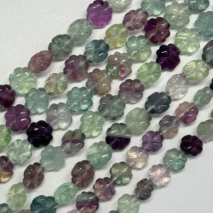 Leaf Crovel Rainbow Fluorite Gemstone Beads