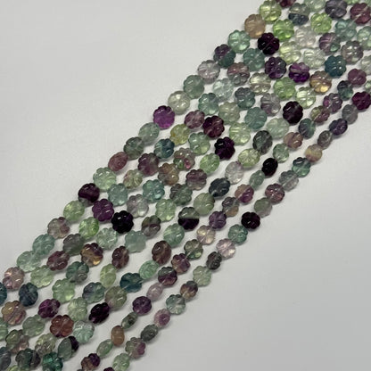 Leaf Crovel Rainbow Fluorite Gemstone Beads