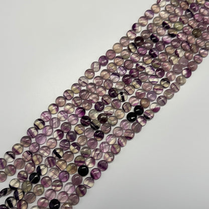 Rainbow Fluorite Polished Button Shape Gemstone Beads