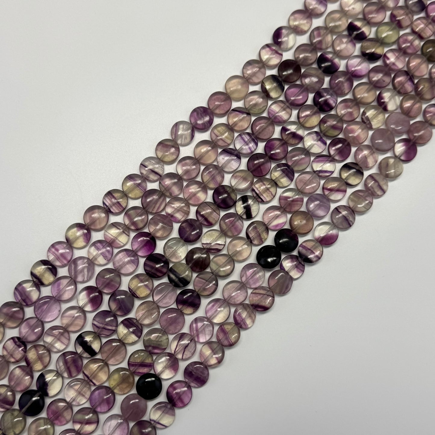 Rainbow Fluorite Polished Button Shape Gemstone Beads