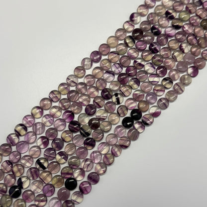 Rainbow Fluorite Polished Button Shape Gemstone Beads