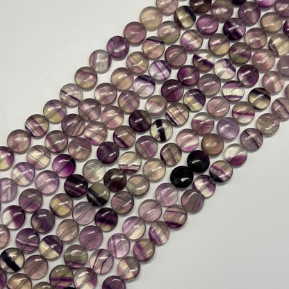 Rainbow Fluorite Polished Button Shape Gemstone Beads