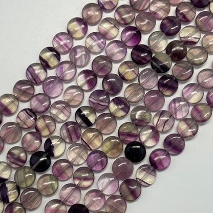 Rainbow Fluorite Polished Button Shape Gemstone Beads