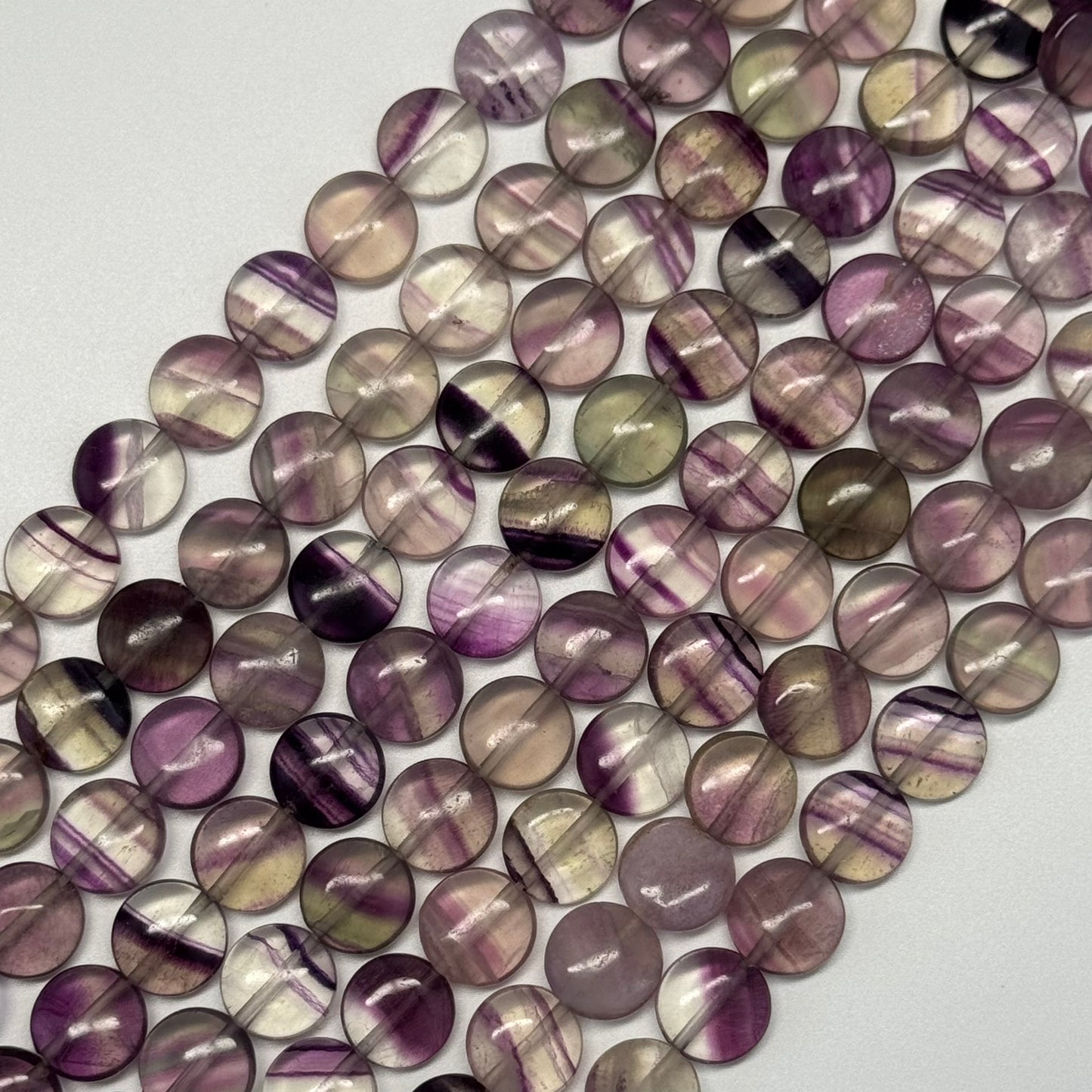 Rainbow Fluorite Polished Button Shape Gemstone Beads