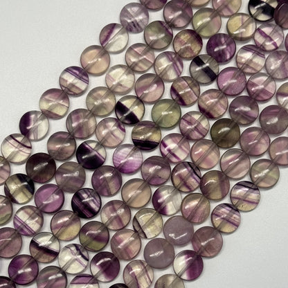 Rainbow Fluorite Polished Button Shape Gemstone Beads