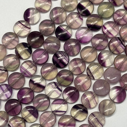 Rainbow Fluorite Polished Button Shape Gemstone Beads