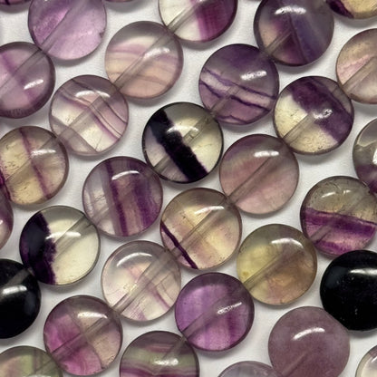 Rainbow Fluorite Polished Button Shape Gemstone Beads