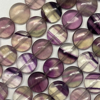 Rainbow Fluorite Polished Button Shape Gemstone Beads