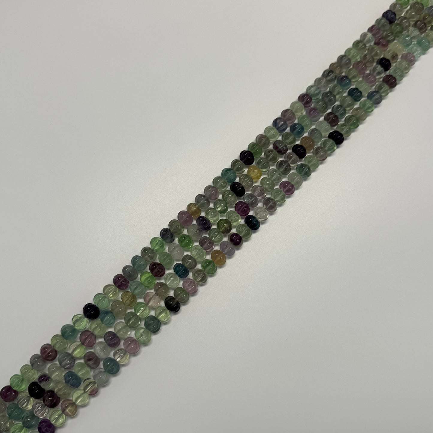 Rainbow Fluorite Carved Polished Pumpkin Shape Gemstone Beads