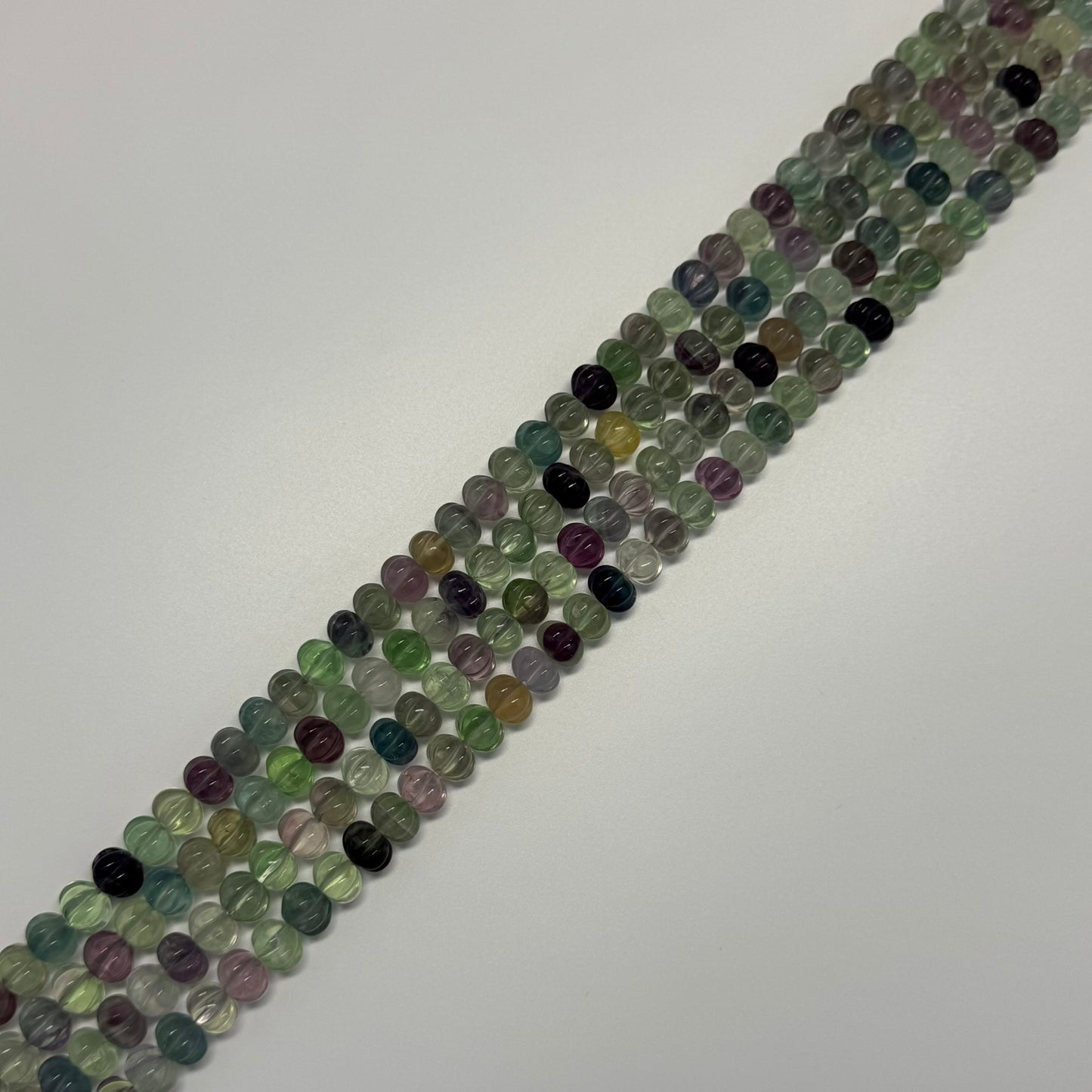 Rainbow Fluorite Carved Polished Pumpkin Shape Gemstone Beads