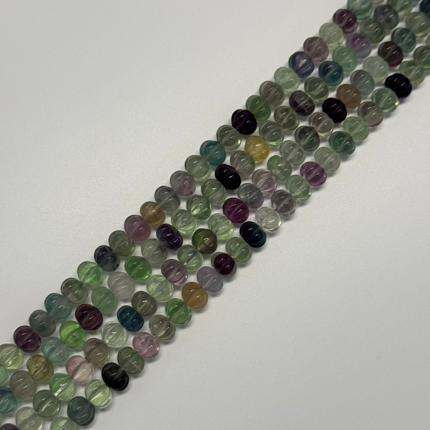 Rainbow Fluorite Carved Polished Pumpkin Shape Gemstone Beads