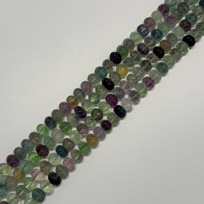 Rainbow Fluorite Carved Polished Pumpkin Shape Gemstone Beads