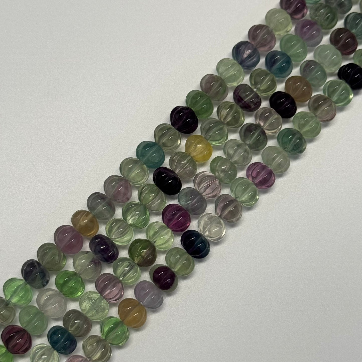 Rainbow Fluorite Carved Polished Pumpkin Shape Gemstone Beads