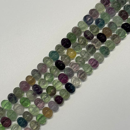 Rainbow Fluorite Carved Polished Pumpkin Shape Gemstone Beads