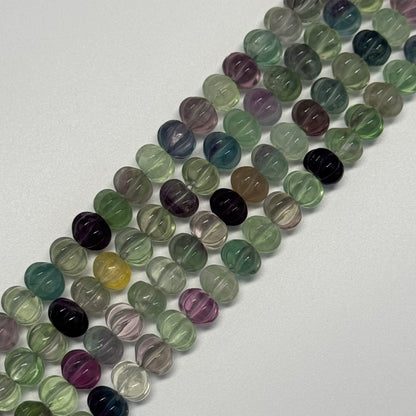 Rainbow Fluorite Carved Polished Pumpkin Shape Gemstone Beads