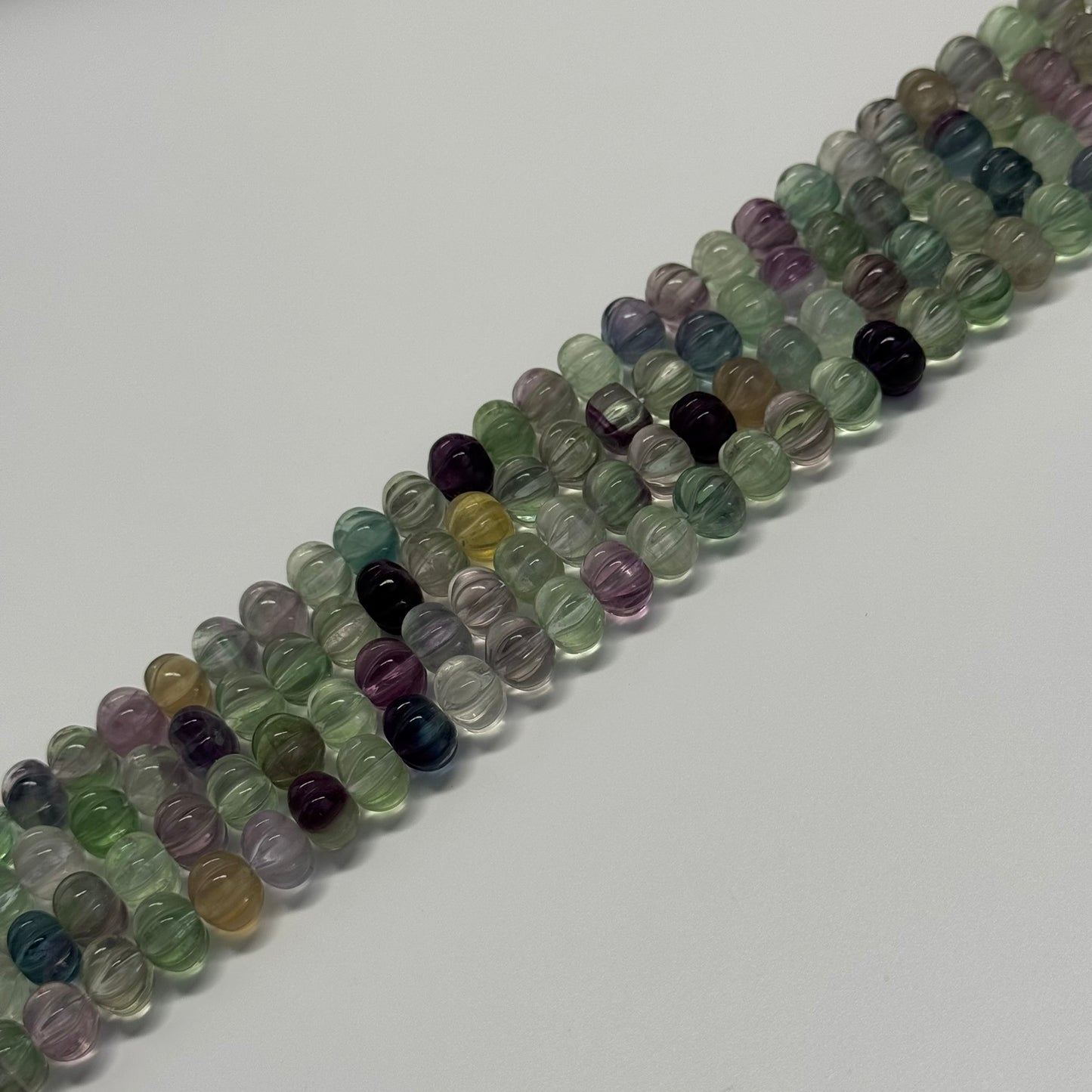 Rainbow Fluorite Carved Polished Pumpkin Shape Gemstone Beads