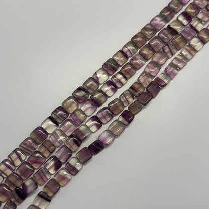 Rainbow Fluorite Polished Square Shape Gemstone Beads