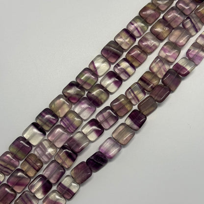 Rainbow Fluorite Polished Square Shape Gemstone Beads