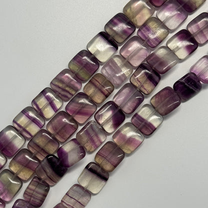 Rainbow Fluorite Polished Square Shape Gemstone Beads