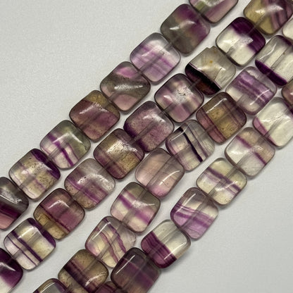 Rainbow Fluorite Polished Square Shape Gemstone Beads