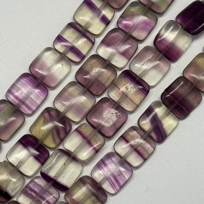 Rainbow Fluorite Polished Square Shape Gemstone Beads