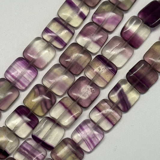 Rainbow Fluorite Polished Square Shape Gemstone Beads
