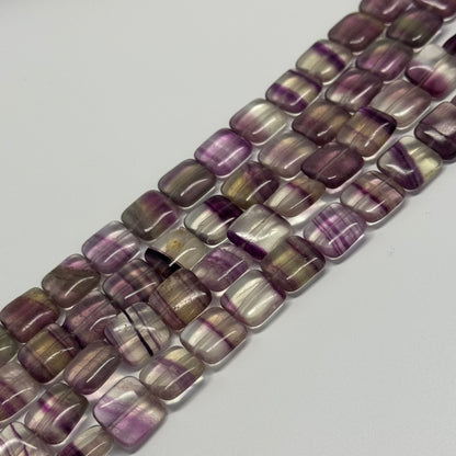 Rainbow Fluorite Polished Square Shape Gemstone Beads
