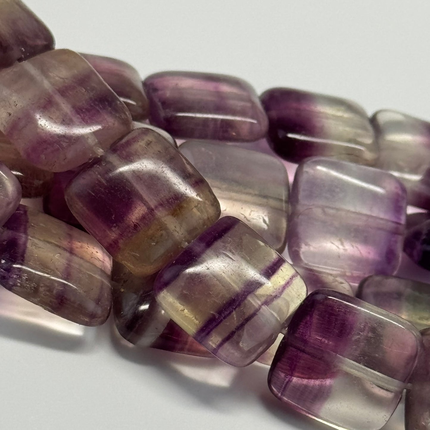 Rainbow Fluorite Polished Square Shape Gemstone Beads