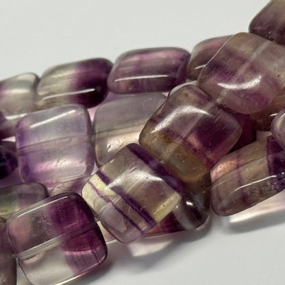 Rainbow Fluorite Polished Square Shape Gemstone Beads