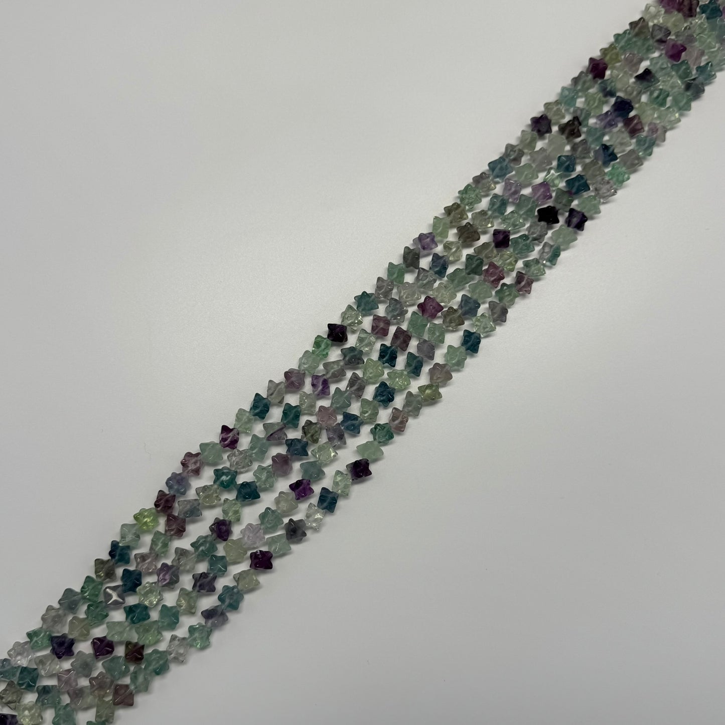 Rainbow Fluorite Polished 3D star-shaped geometric (Merkaba) Gemsotne Beads