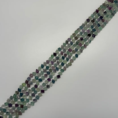 Rainbow Fluorite Polished 3D star-shaped geometric (Merkaba) Gemstone Beads
