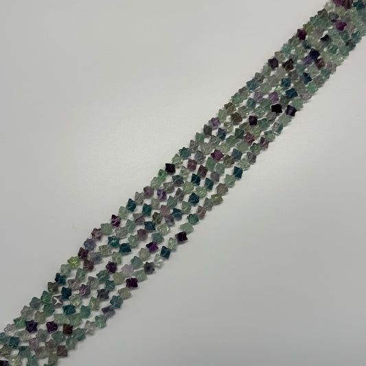 Rainbow Fluorite Polished 3D star-shaped geometric (Merkaba) Gemsotne Beads