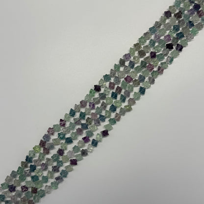 Rainbow Fluorite Polished 3D star-shaped geometric (Merkaba) Gemstone Beads