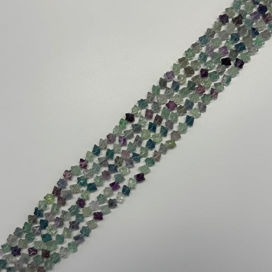 Rainbow Fluorite Polished 3D star-shaped geometric (Merkaba) Gemsotne Beads