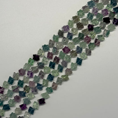Rainbow Fluorite Polished 3D star-shaped geometric (Merkaba) Gemstone Beads