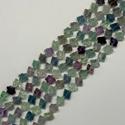 Rainbow Fluorite Polished 3D star-shaped geometric (Merkaba) Gemstone Beads
