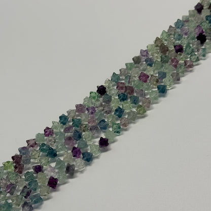 Rainbow Fluorite Polished 3D star-shaped geometric (Merkaba) Gemstone Beads