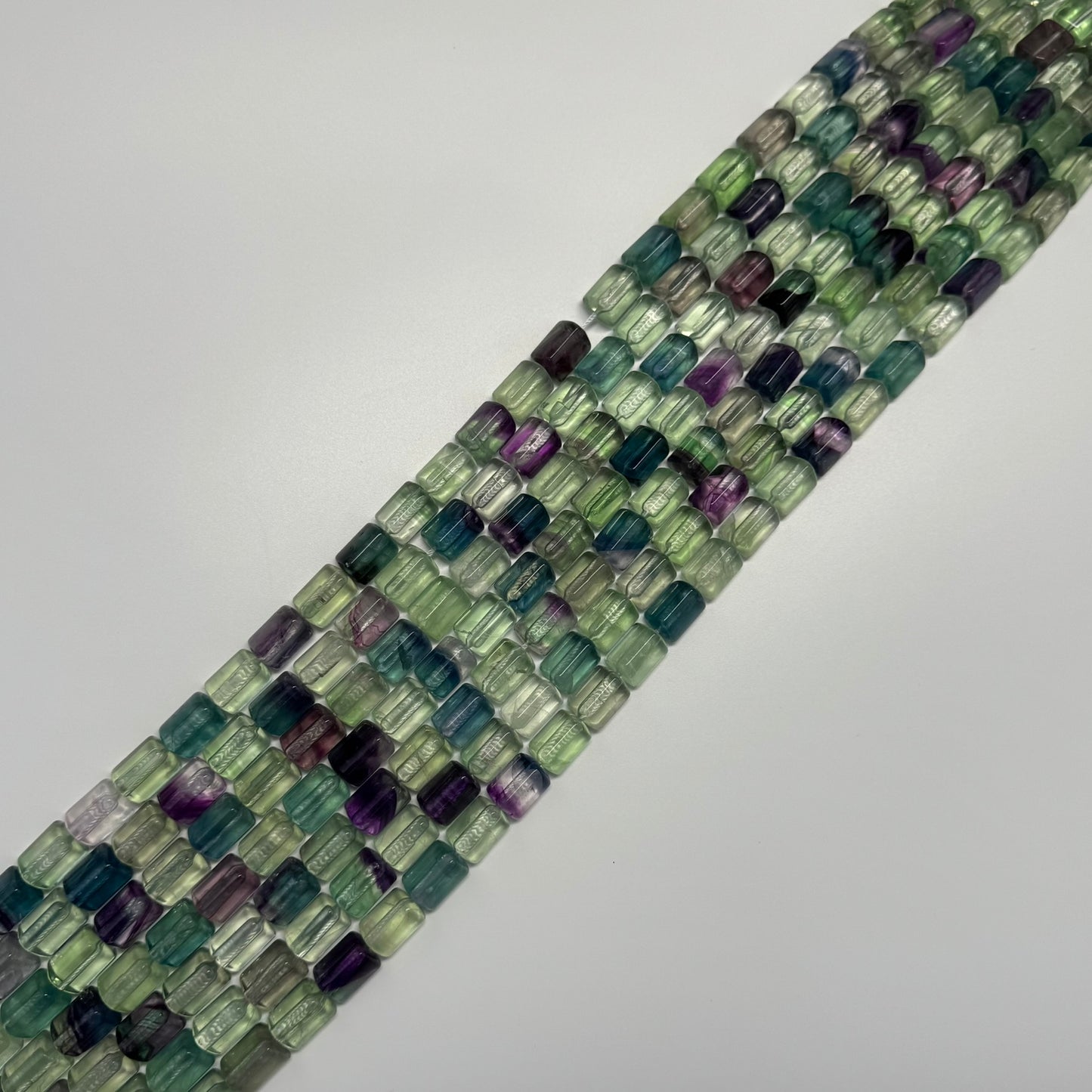 Rainbow Fluorite Polished Tube Trillian Cut Gemsotne Beads