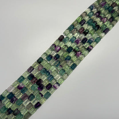 Rainbow Fluorite Polished Tube Trillian Cut Gemstone Beads