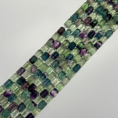 Rainbow Fluorite Polished Tube Trillian Cut Gemstone Beads