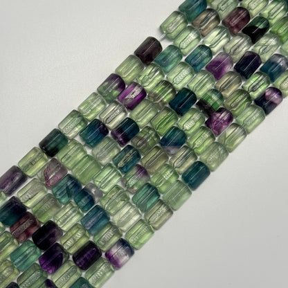 Rainbow Fluorite Polished Tube Trillian Cut Gemstone Beads