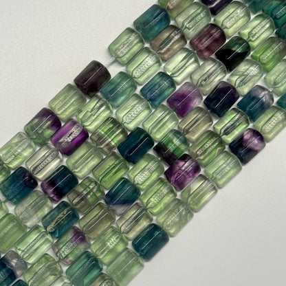 Rainbow Fluorite Polished Tube Trillian Cut Gemstone Beads