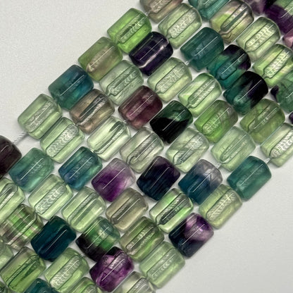 Rainbow Fluorite Polished Tube Trillian Cut Gemstone Beads