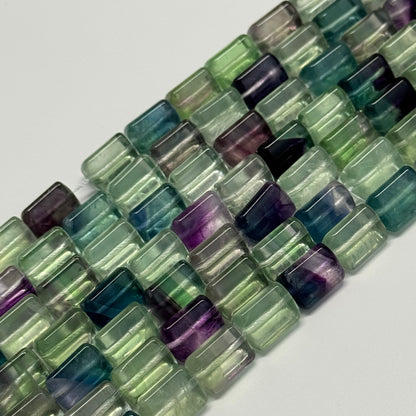 Rainbow Fluorite Polished Tube Trillian Cut Gemstone Beads