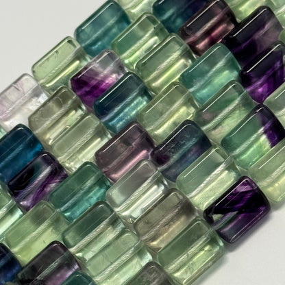 Rainbow Fluorite Polished Tube Trillian Cut Gemstone Beads