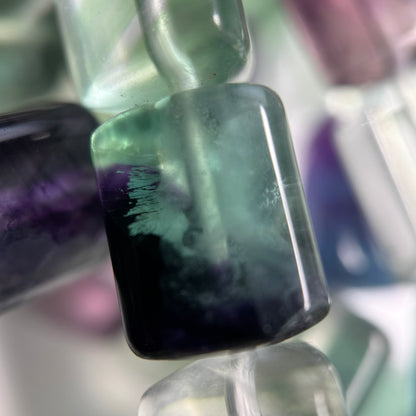 Rainbow Fluorite Polished Tube Trillian Cut Gemstone Beads